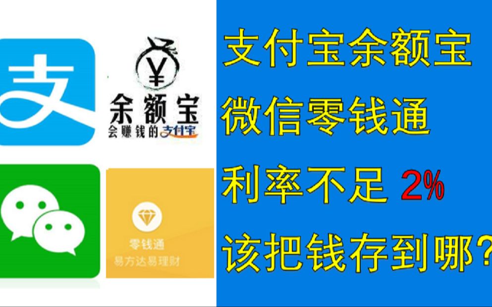 余额宝微信零钱通利率不足2%,我们该把钱存到哪?哔哩哔哩bilibili