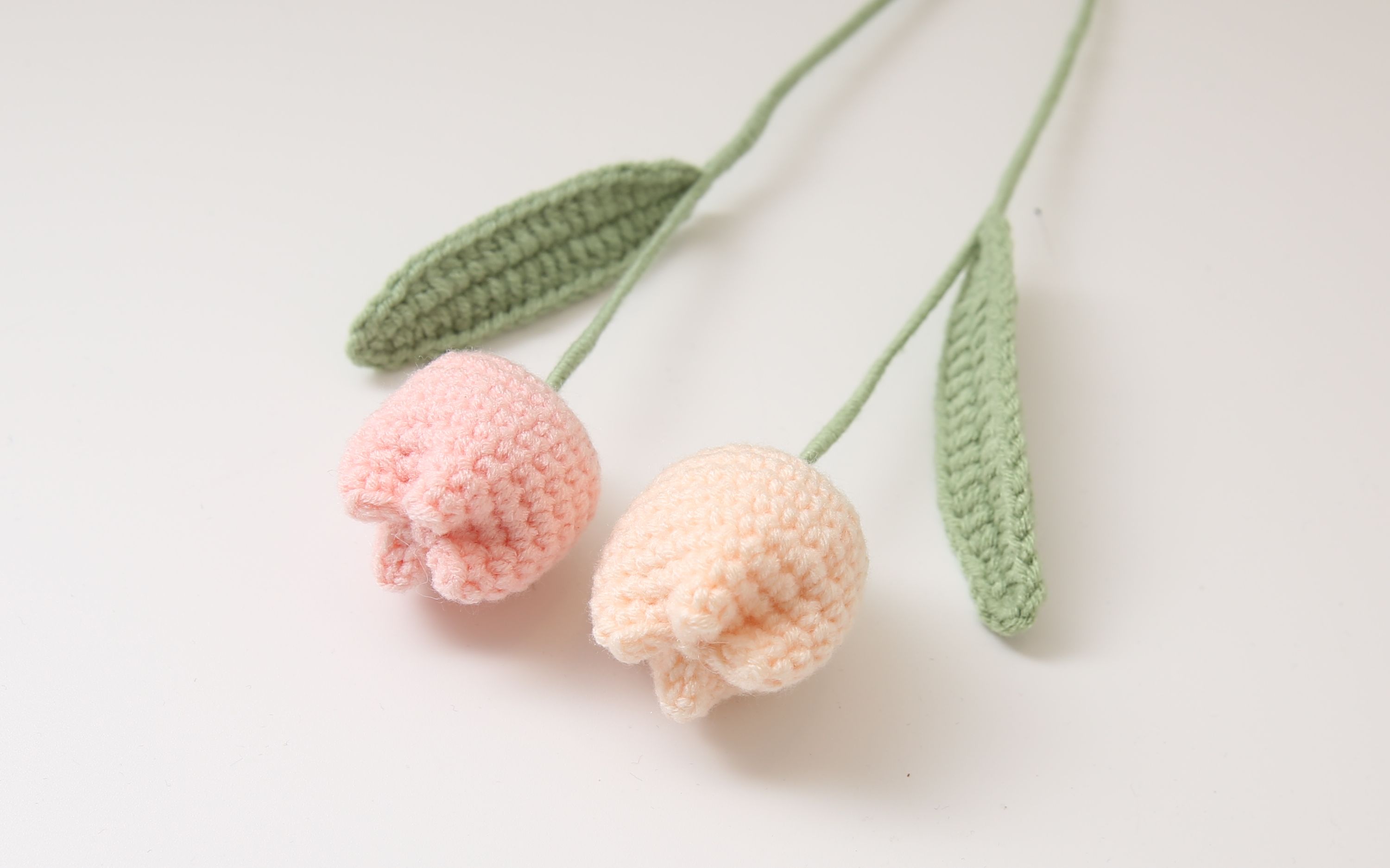 【新手编织教程】迷你胖嘟嘟郁金香 花束编织教程 毛线钩针diy手工 米