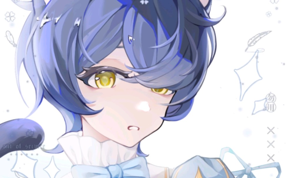 【绘画过程】抓列表家小蓝猫画了个拟人形态!(^99x