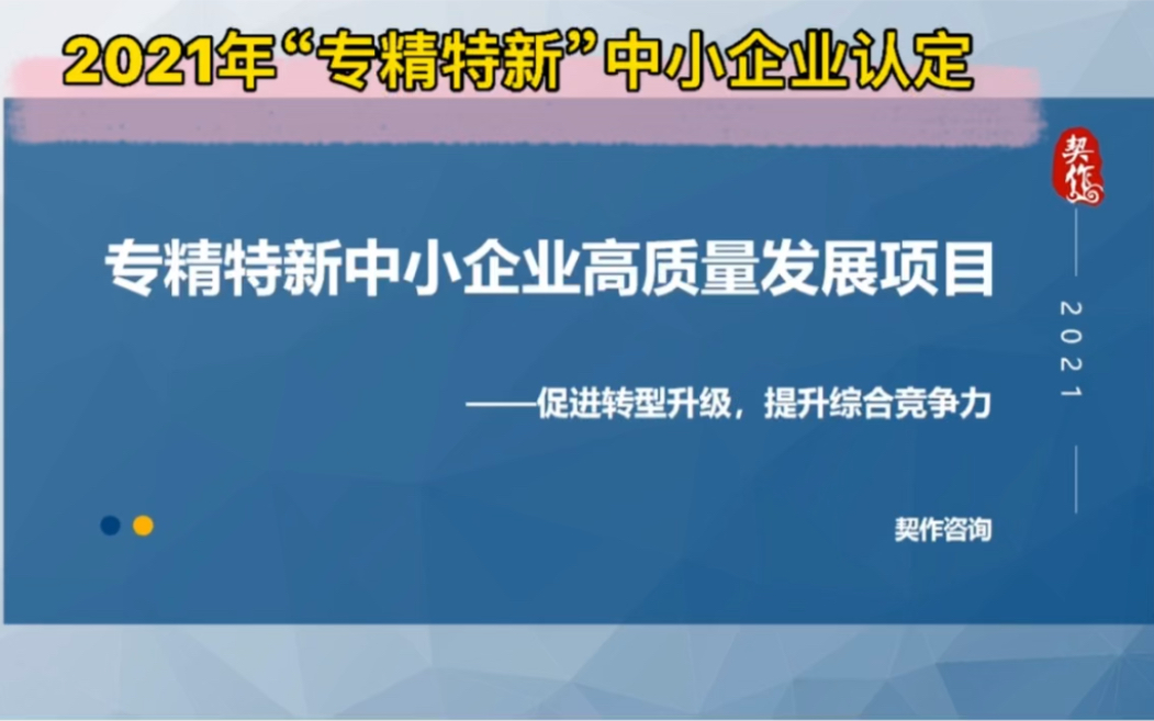 2021年“专精特新”中小企业认定哔哩哔哩bilibili