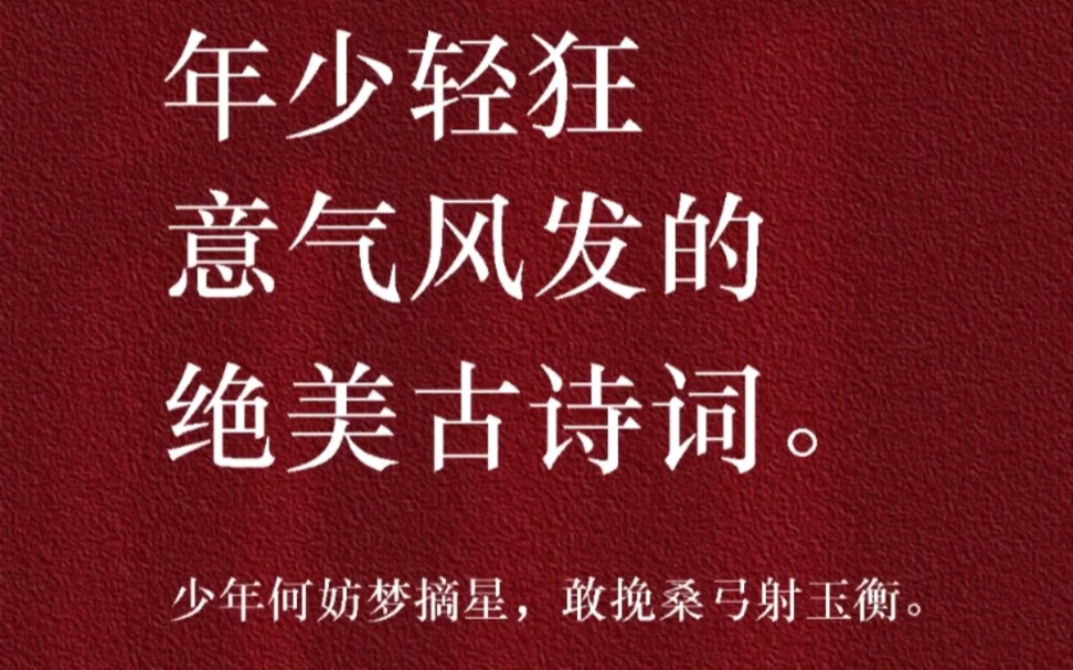 【最美古诗词】所以你最喜欢的年少轻狂,意气风发的诗词是哪一句?哔哩哔哩bilibili