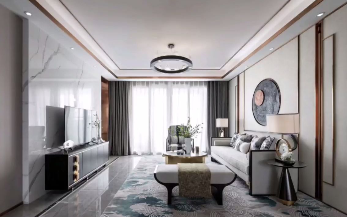 钦州全包装修家装,深度空间装饰新中式风格效果图案例