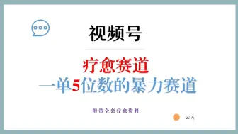 下载视频: 视频号做疗愈赛道，一单5位数的暴利项目，附带详细流程