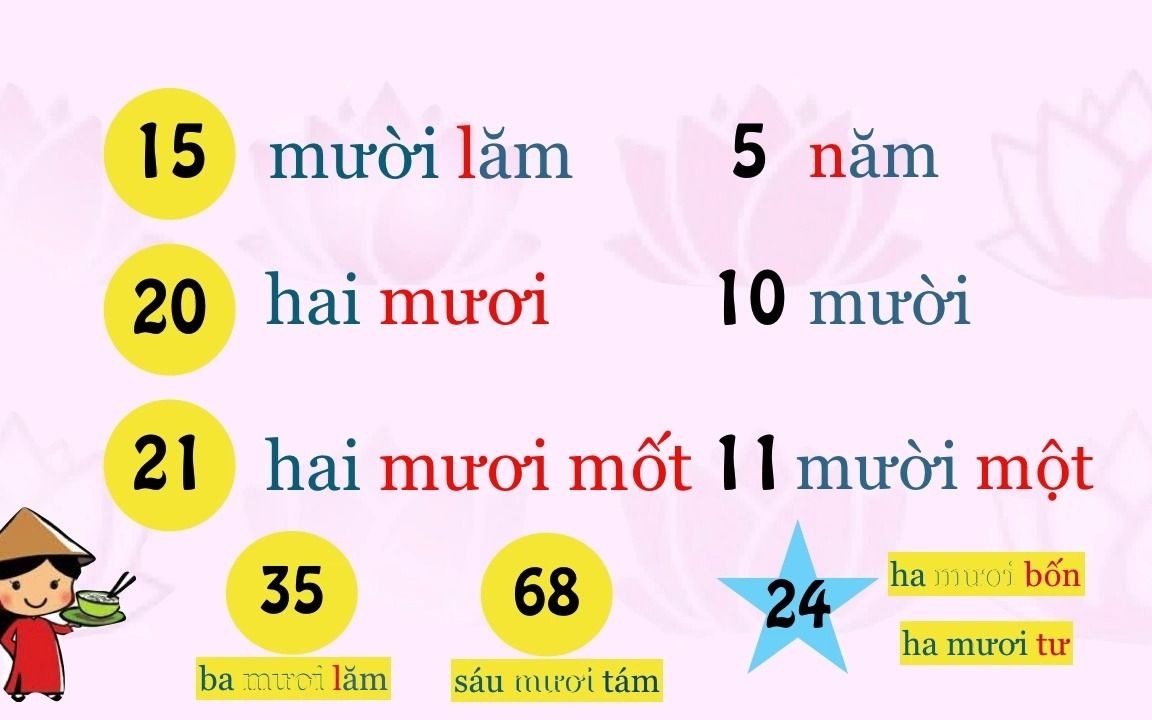 【越南语9799】基础越南语 特殊数字 15/20/21/24