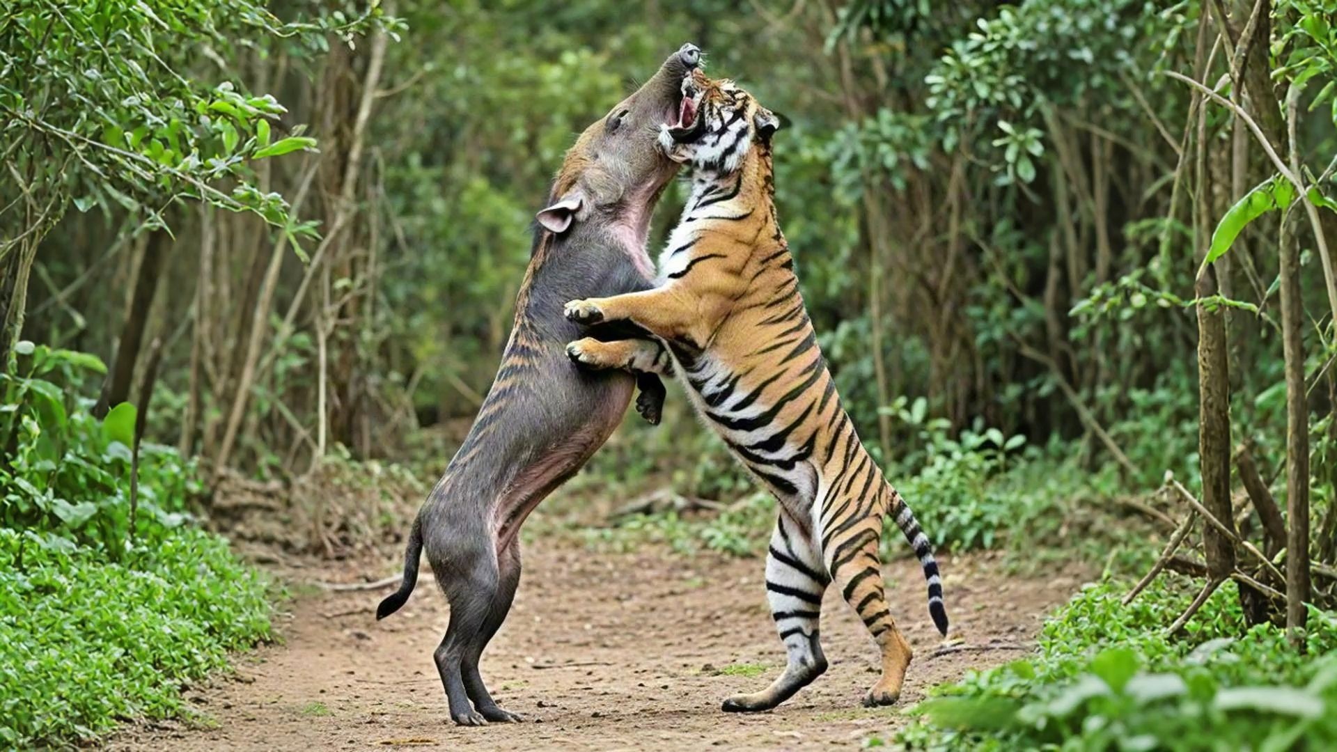 非洲野猪大战狮子图片