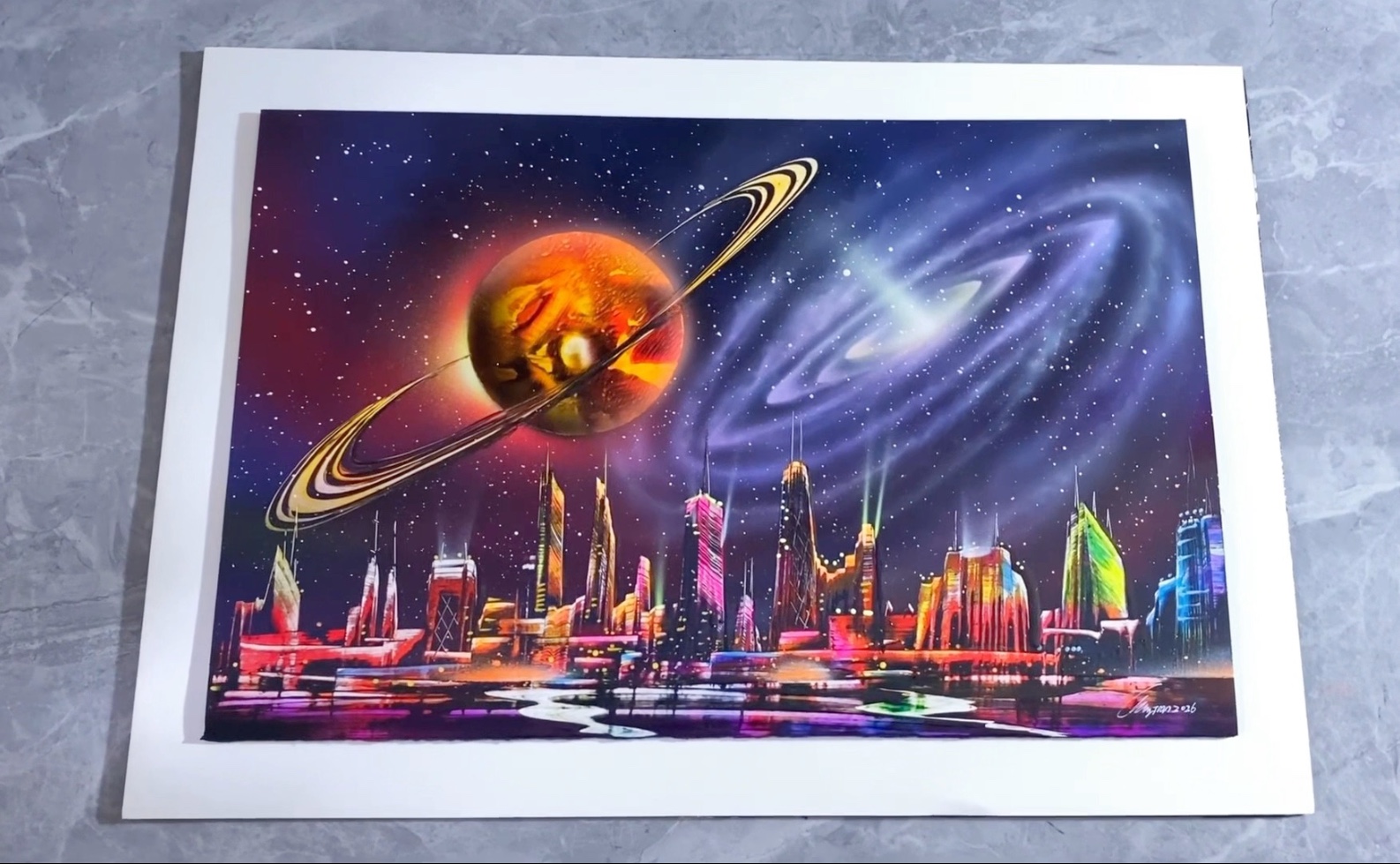 这样的星空喷漆画你喜欢吗