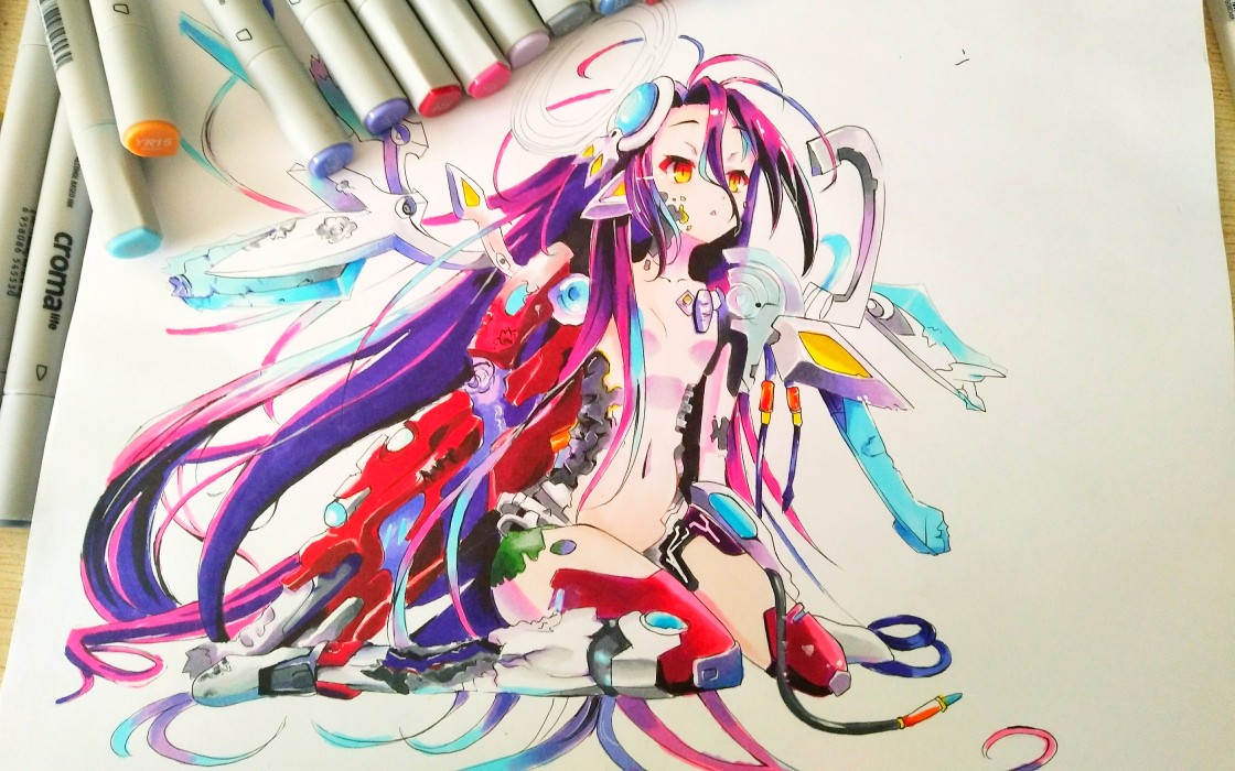 初二生爆肝10小时!马克笔手绘战损休比(不含背景)