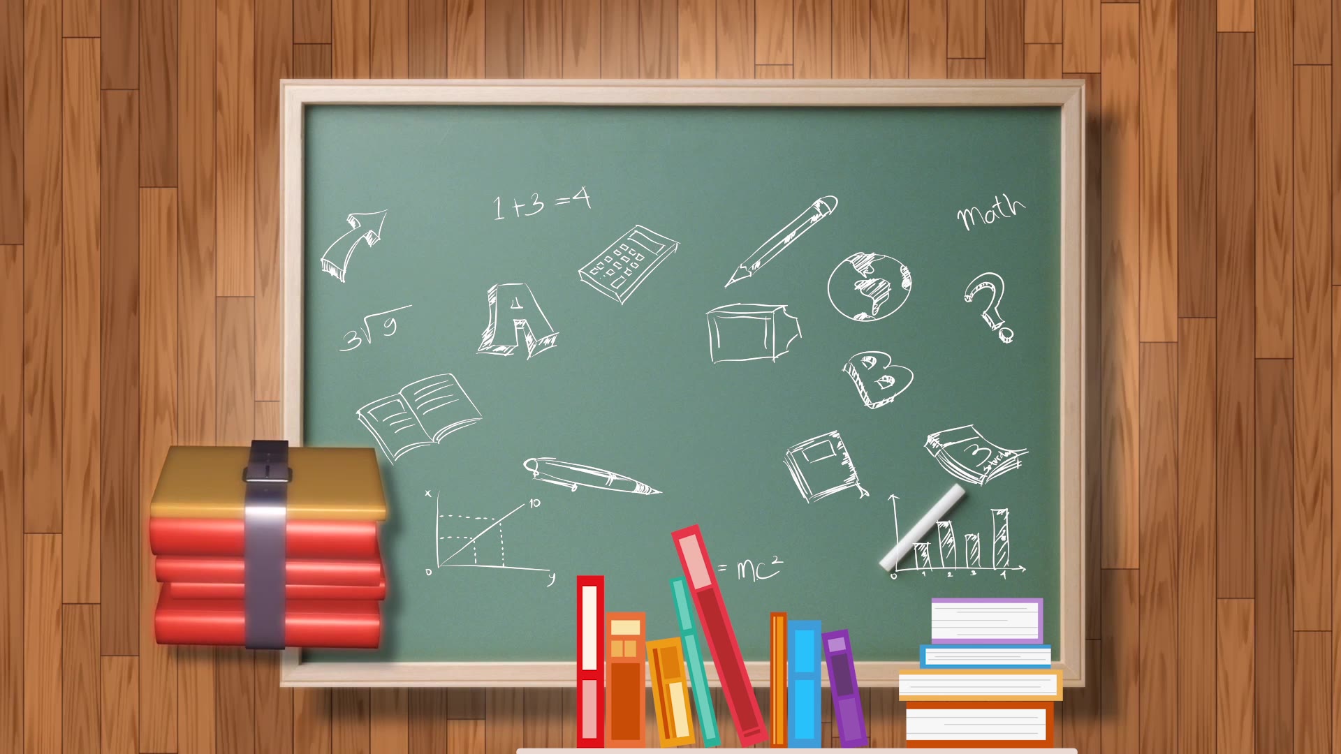 q851卡通微课黑板粉笔书写课程标题片头pr模板