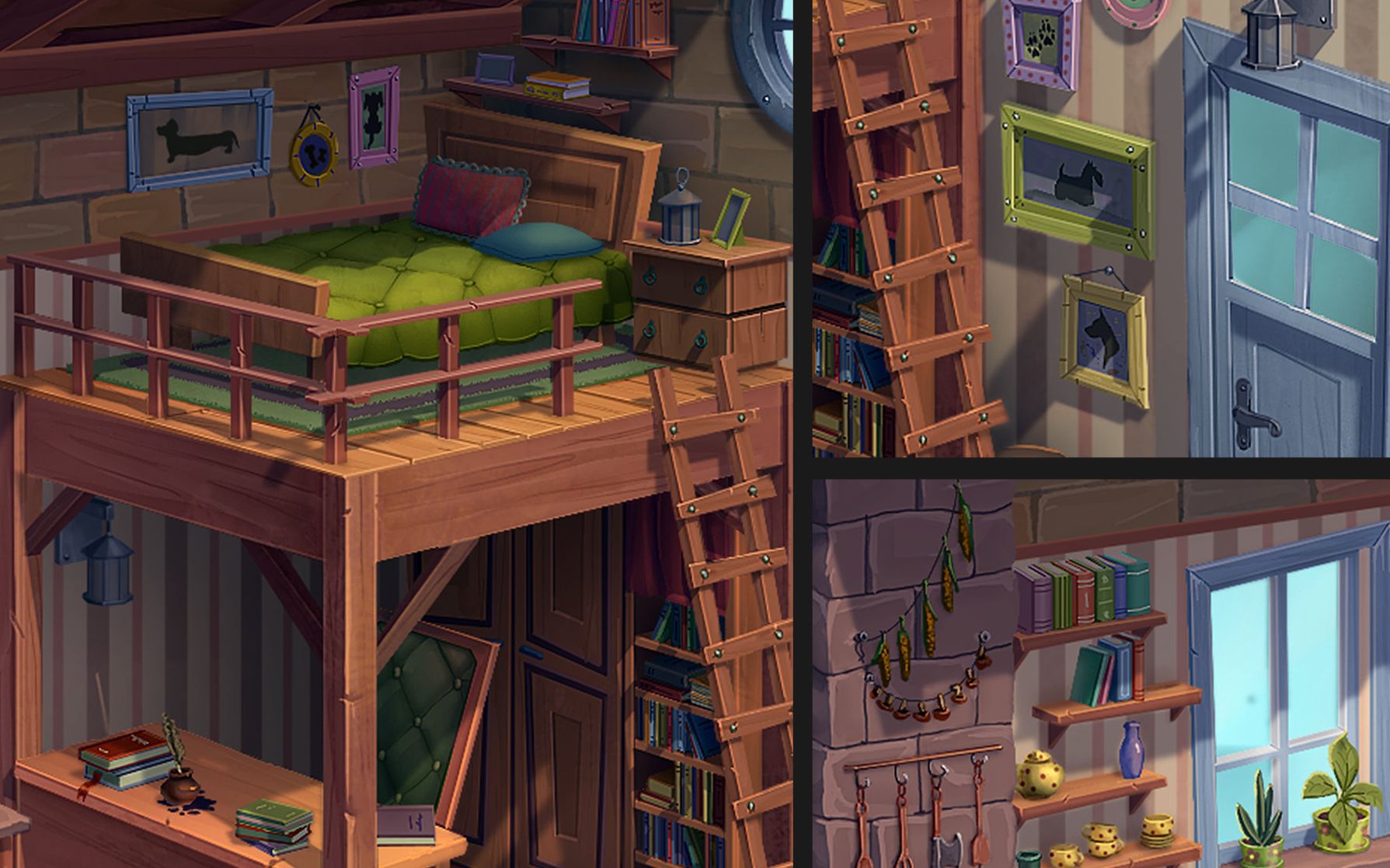 3dmax建模:卡通风格室内游戏动漫场景模型建模技巧讲解