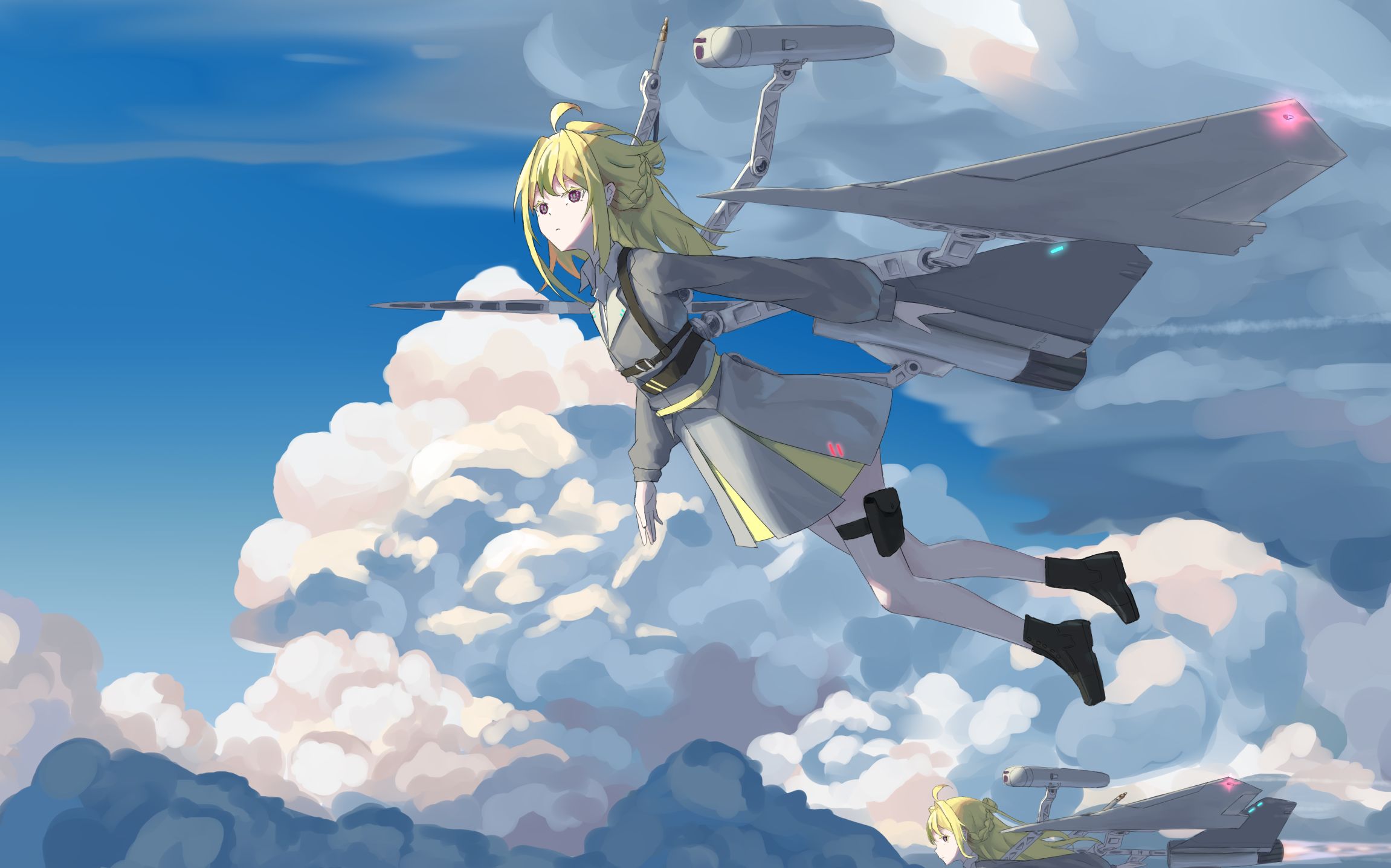 【sai2绘画/细化过程】娘化了自己在游戏里做的飞机