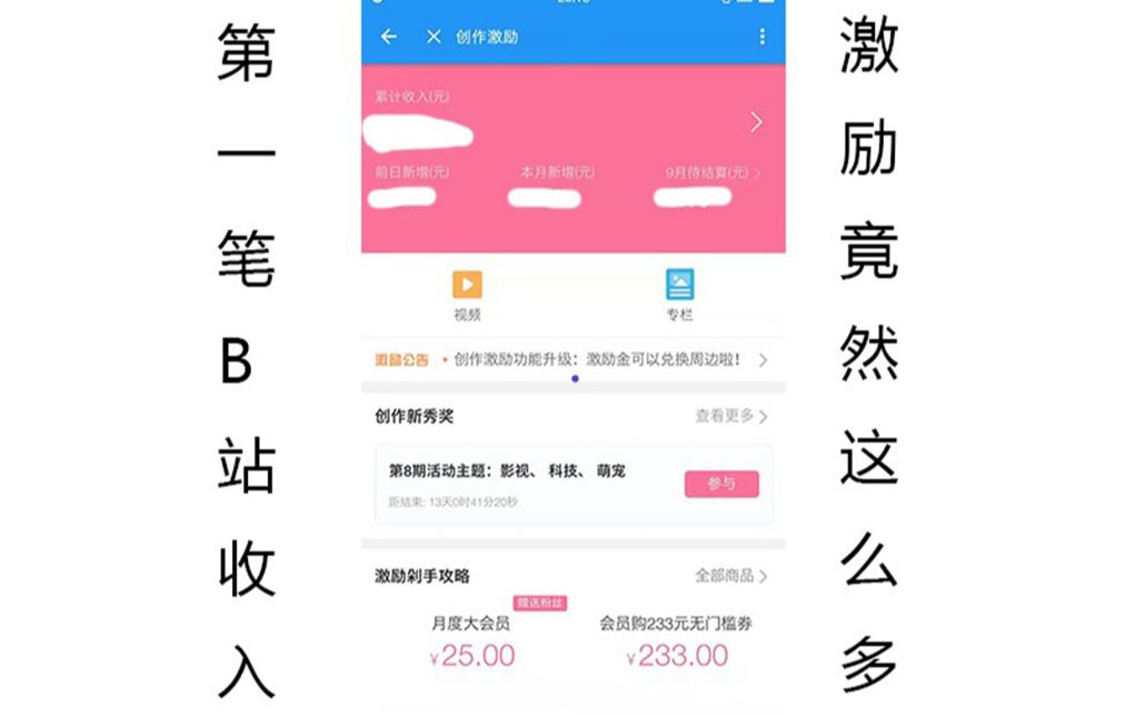 我的第一笔B站收入,没想到竟然这么多哔哩哔哩bilibili