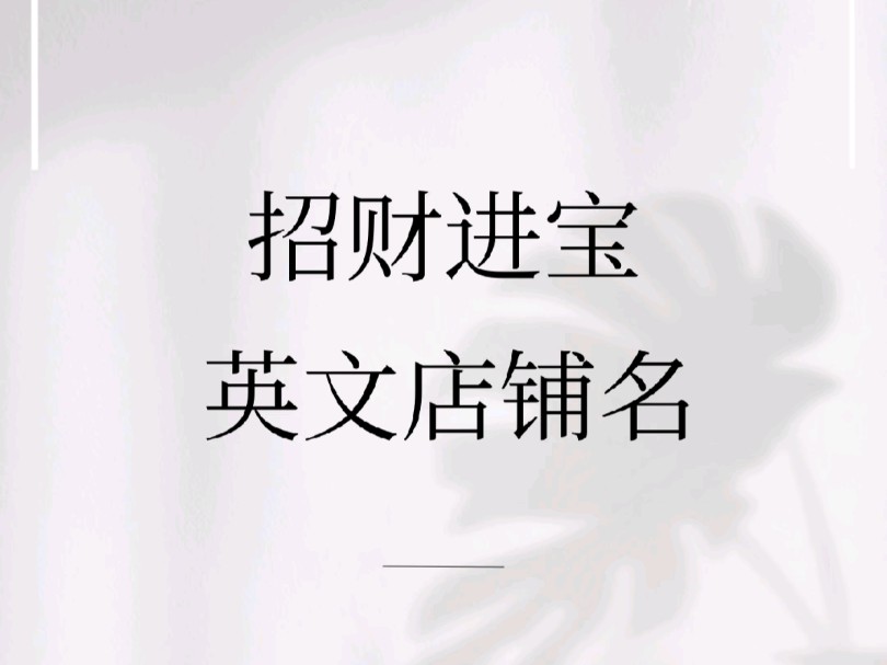 招财进宝英文店铺名哔哩哔哩bilibili