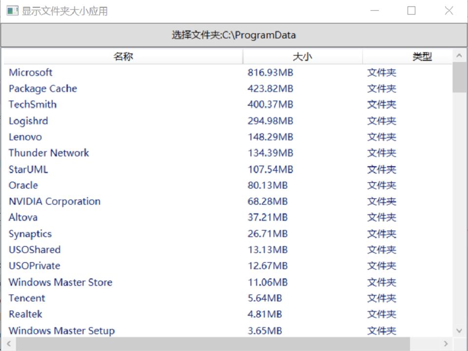 批量查看windows文件夹大小