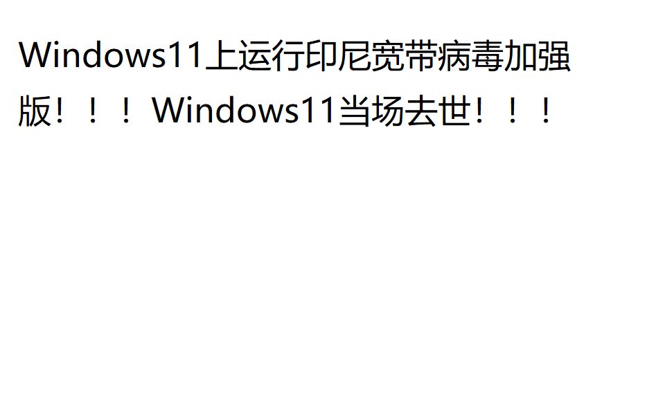 在windows11上运行印尼宽带病毒加强板windows11当场去世