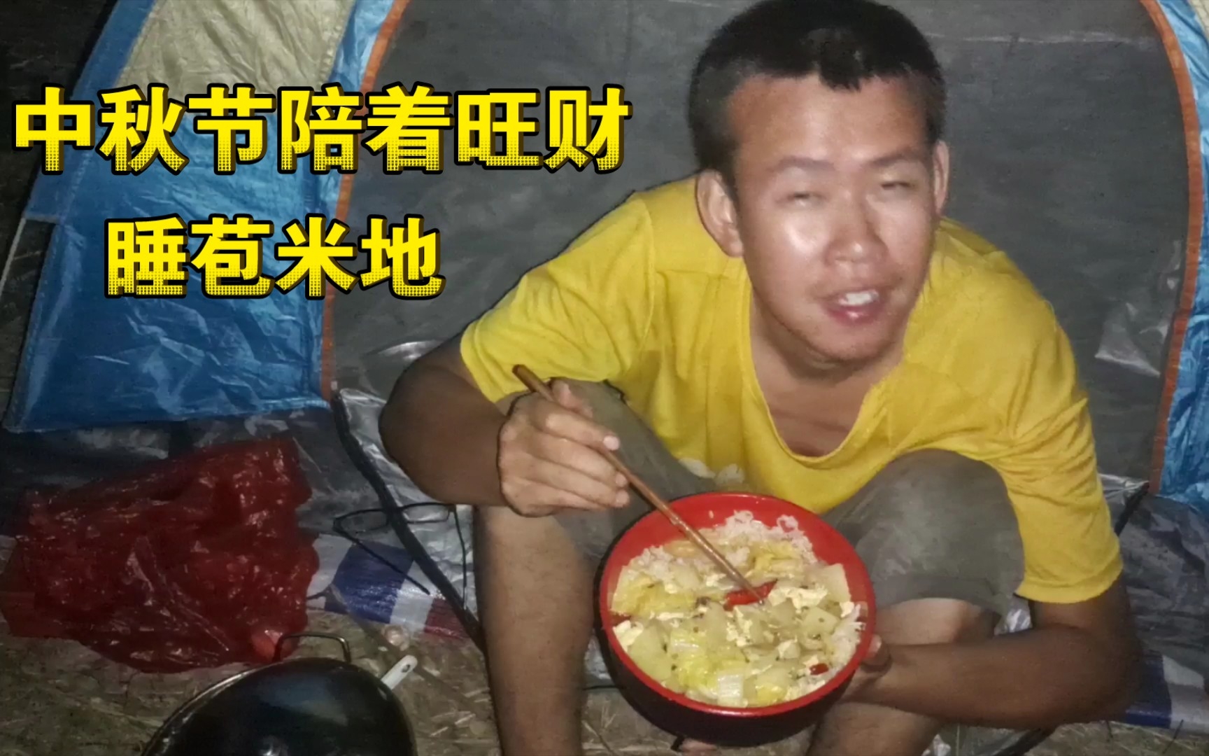 中秋佳节，在外流浪三年，还好有旺财陪我睡苞米地。