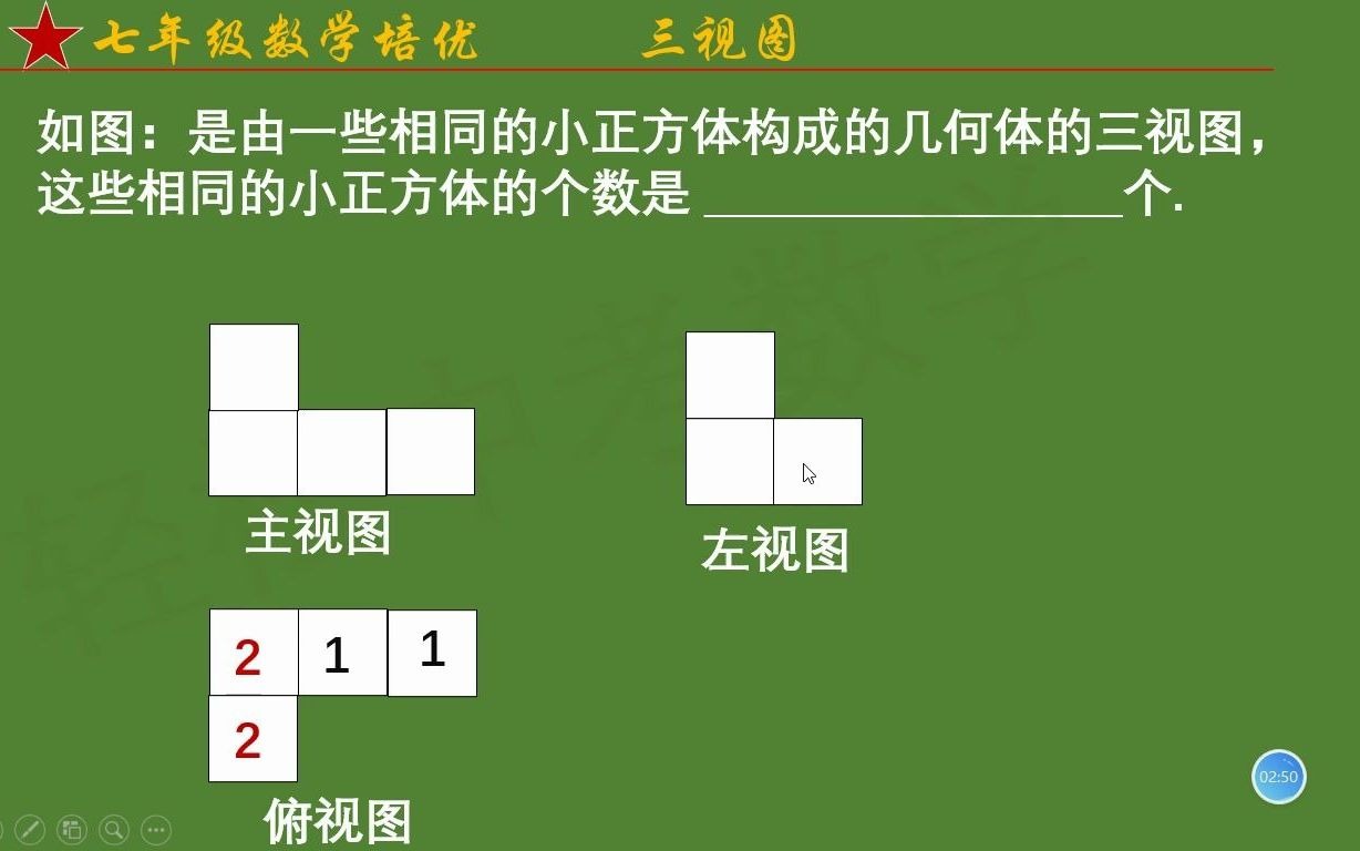 [图]初一数学培优：三视图5，轻松攻破三视图难题