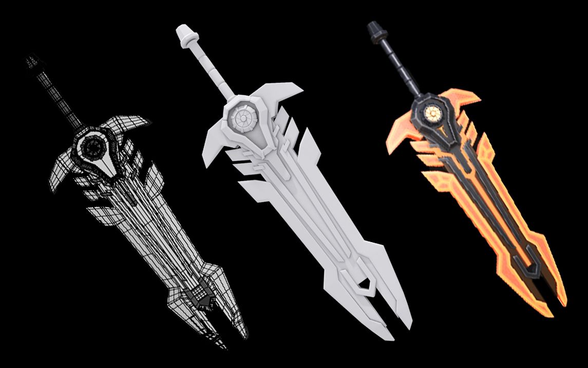 【3dmax游戏建模】lol"剑魔"武器模型制作,超详细的布线卡线教程