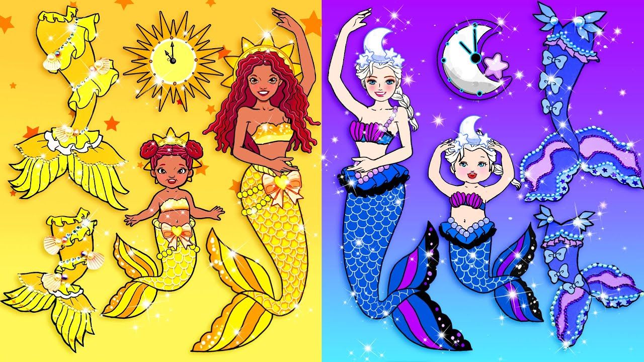 剪纸动画:太阳公主vs月亮公主的海底豪华城堡,光与夜谁能胜出?