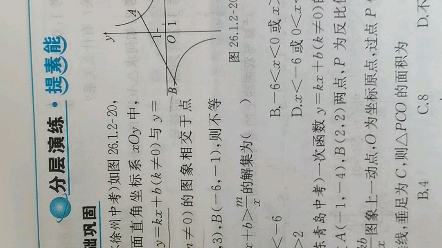 [图]一次函数与反比例函数图像求不等式解集