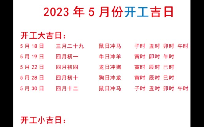 2023年5月份开工及入宅吉日分享,拿走不谢!记得收藏保存哔哩哔哩bilibili