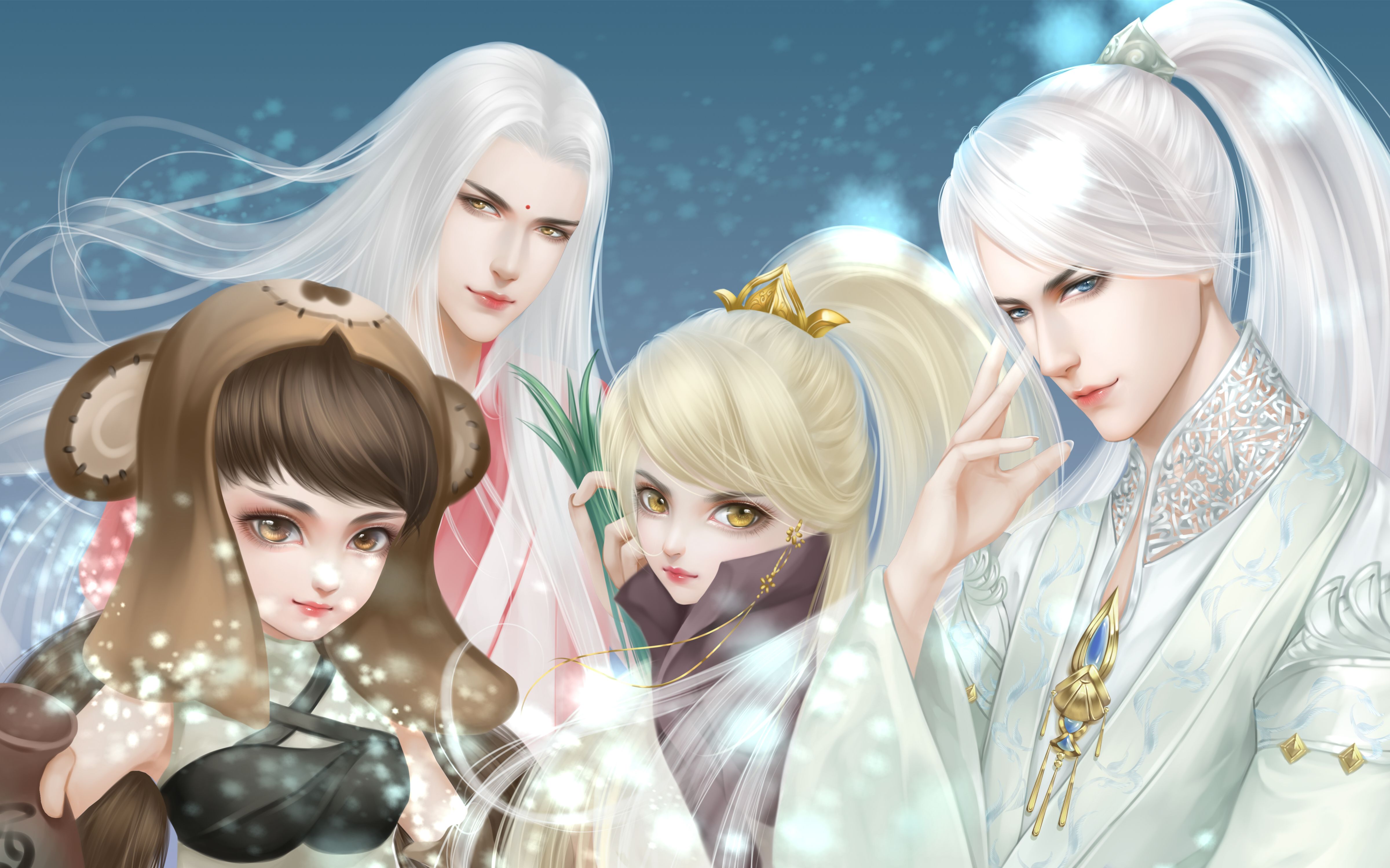 板绘棒胆琴心四人全家福全过程