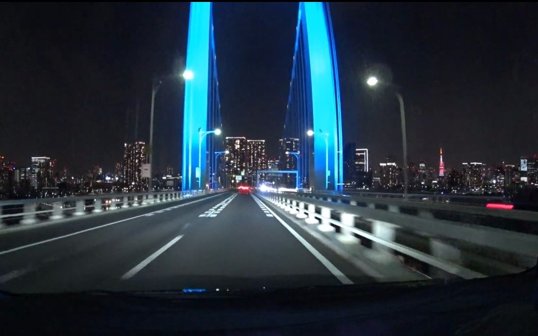 超清日本第一视角夜晚的东京首都高速湾岸线台场线c1涩谷线202011