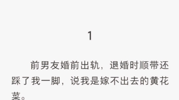 前男友婚前出轨,退婚时顺带还踩了我一脚,说我是嫁不出去的黄花菜.这就是我爱了那么久的人.事到如今.我其实已经没有那么期待爱情了.哔哩哔哩...