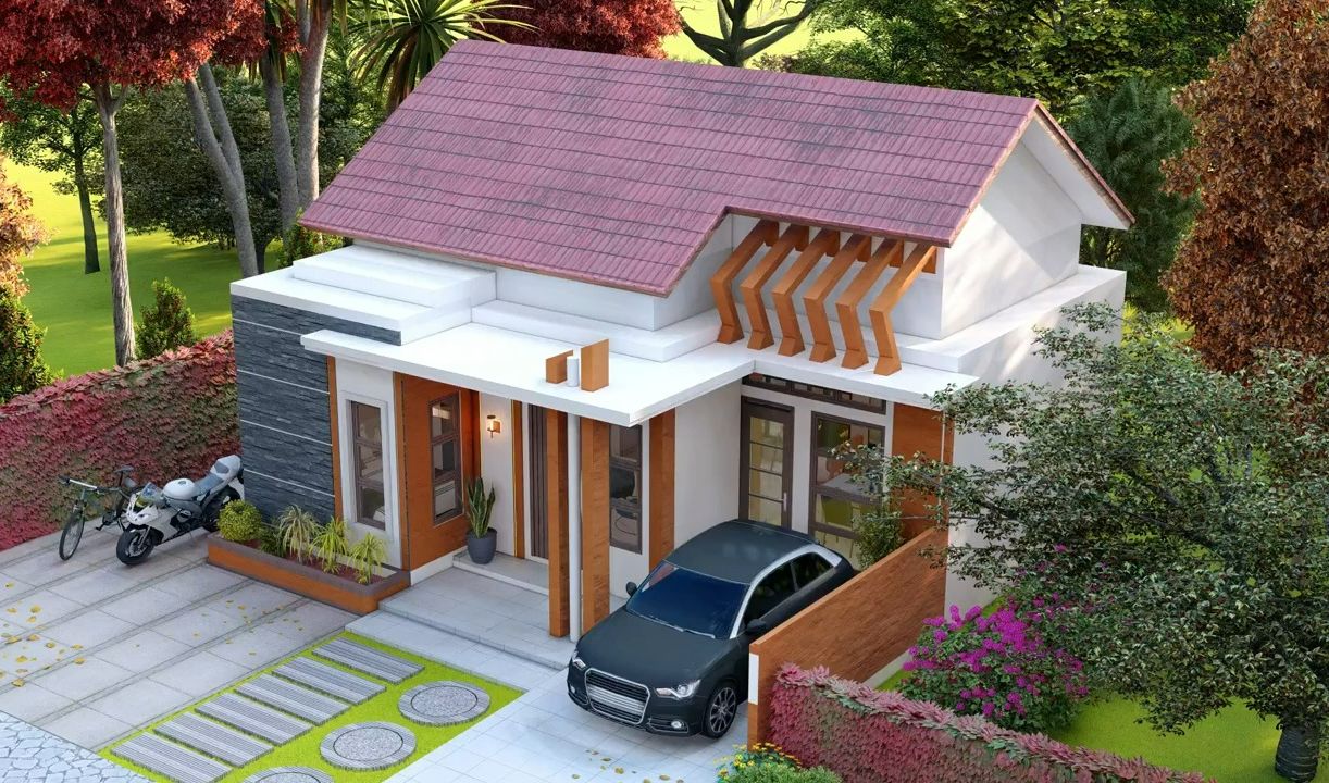 9x8米极简主义房屋设计一层别墅设计效果图坡屋顶【搬运】kapur