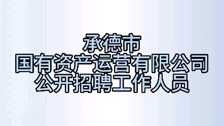 承德市国有资产运营有限公司公开招聘工作人员简章哔哩哔哩bilibili