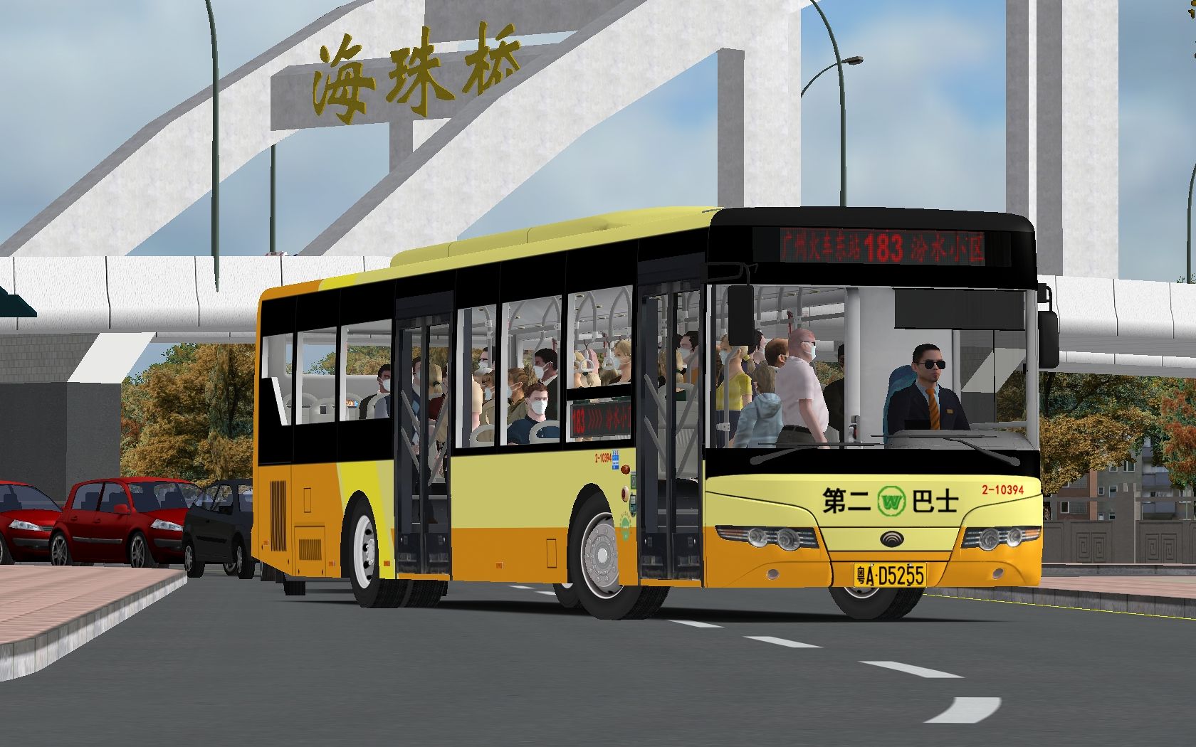 巴士模拟2 #11 驾驶带后门监视器的宇通zk6128鹰眼柴油公交 行驶在