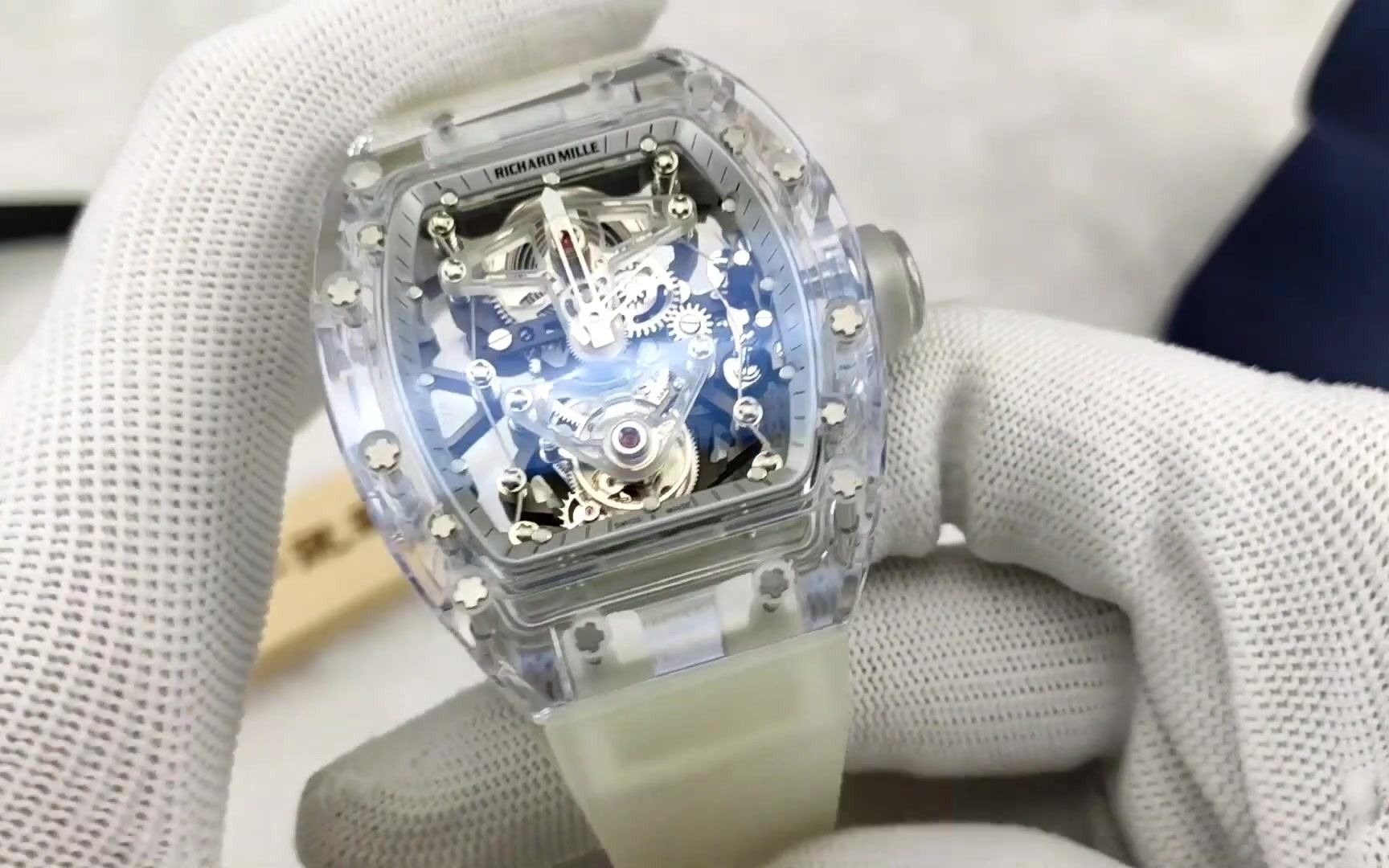 镂空透明陀飞轮机械表,理查eur雪琉璃rm052腕表评测