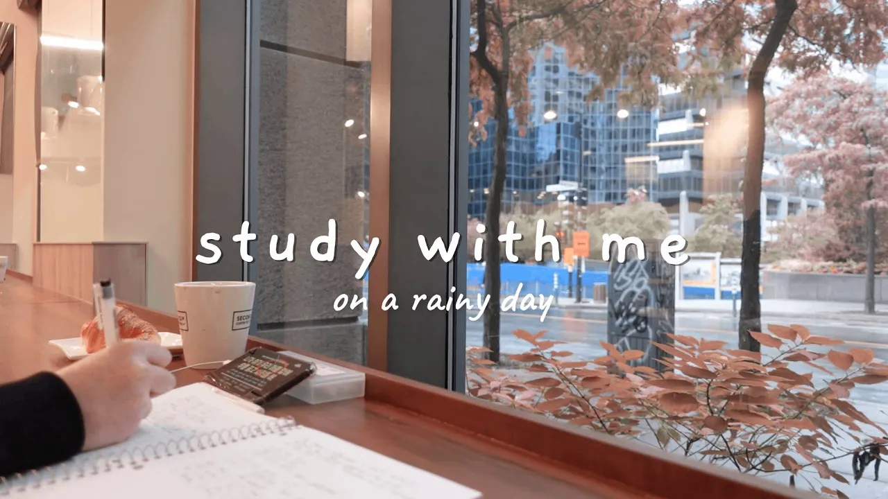 【搬运】Study with me|和我学习1h|咖啡厅学习|街景|实时学习|下雨天背景音+雨声|no music|Celine哔哩哔哩bilibili