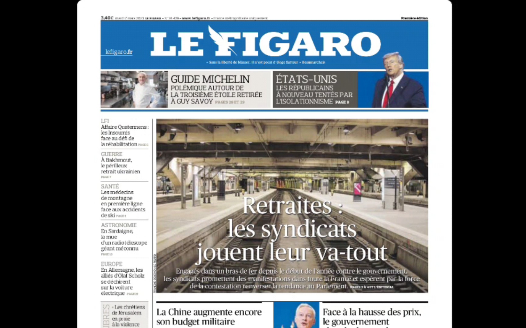 [图]法语精读 | Le Figaro | 孤注一掷 | 孤立主义 | 2023.03.07 | 费加罗报 | 射电望远镜