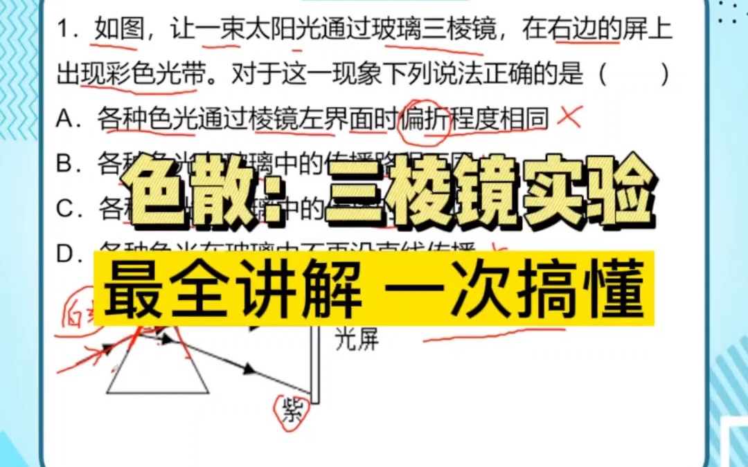 初二物理 光现象色散实验 三棱镜实验~一次搞懂哔哩哔哩bilibili