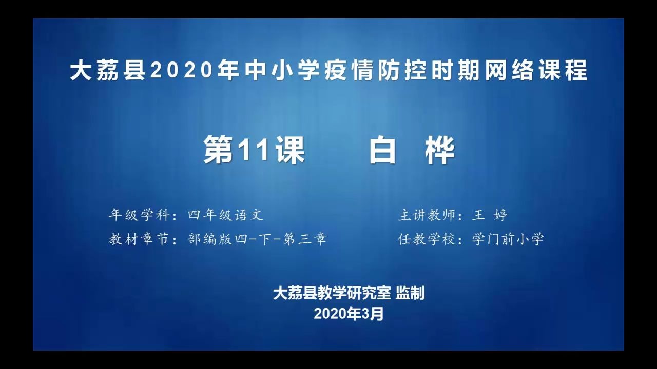 学门前小学王婷四年级语文《白桦》(2)视频哔哩哔哩bilibili