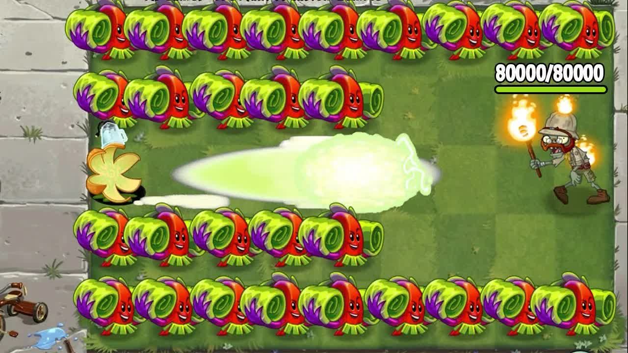 PvZ 2 挑战  100株满级植物对抗新自定义的8万HP探险者僵尸  谁会赢?哔哩哔哩bilibili植物大战僵尸