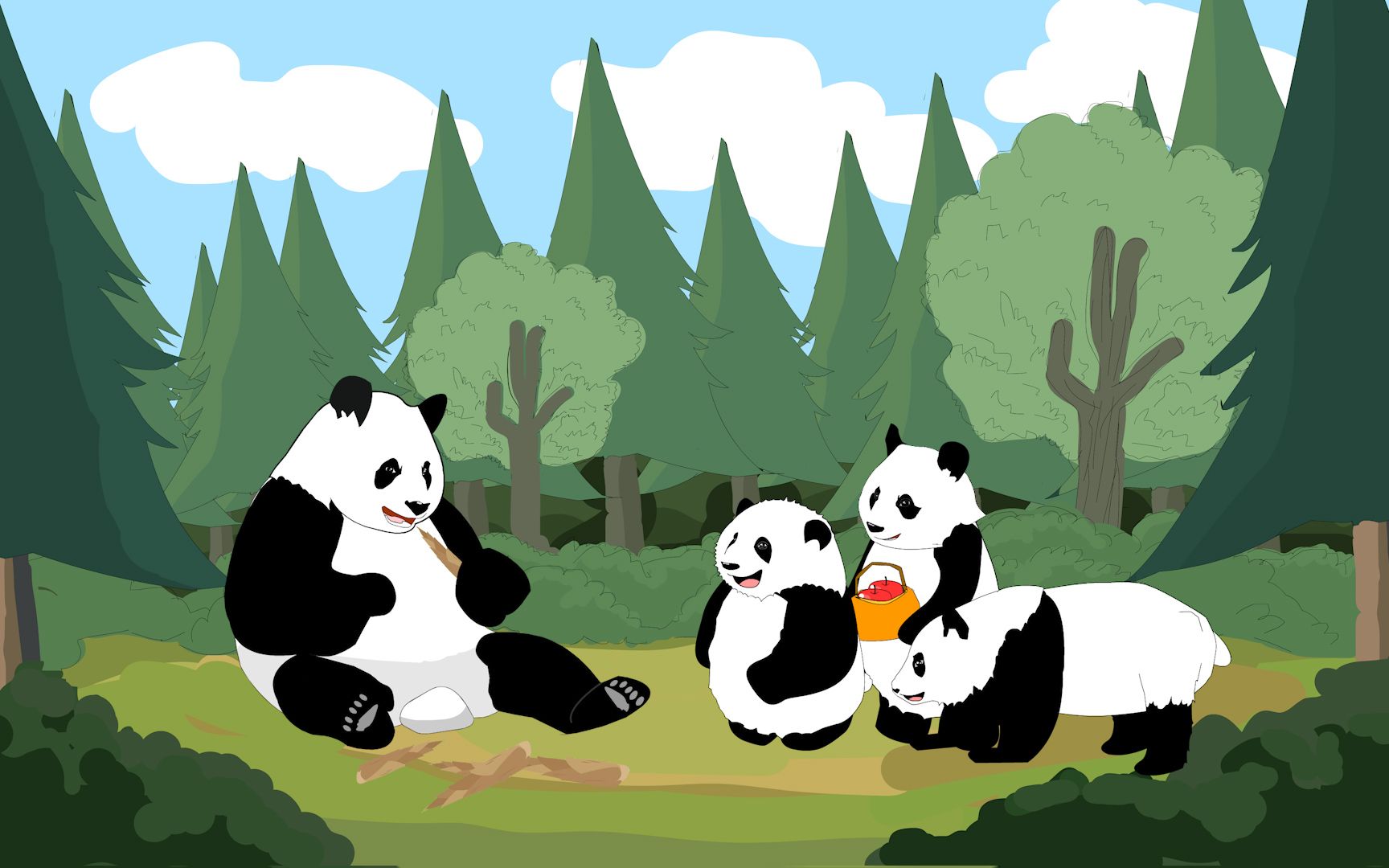 【大熊猫和花动画】 和花探望园润 再次爬树登顶