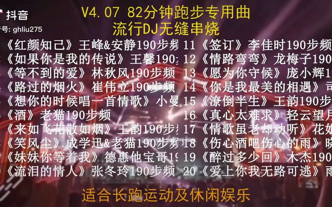 [图]82分钟跑步专用曲，步频190，流行DJ无缝串烧，适合长跑 - 抖音_3506041217