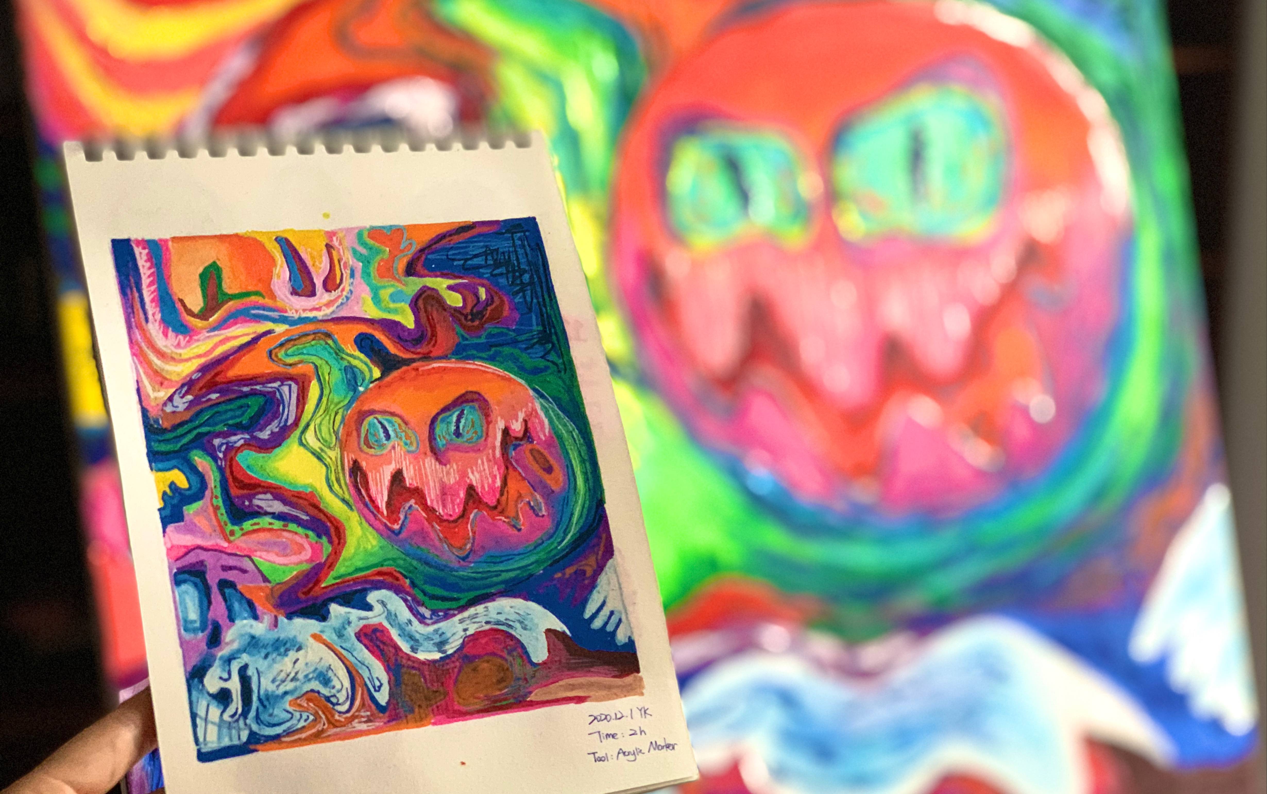 绘画过程听歌作画原创油画sweetdreams玛丽莲曼森