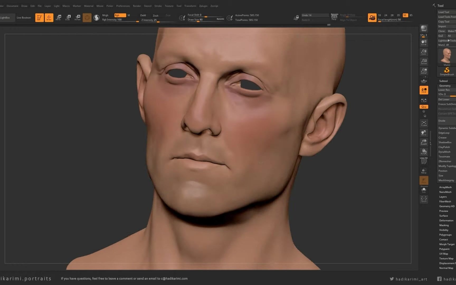 Hadi Karimi 写实人像教程 Likeness Sculpting Tutorial (Part 2)哔哩哔哩bilibili