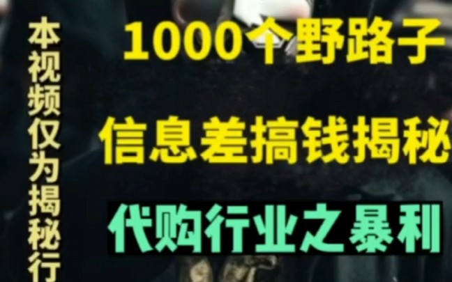 1000个野路子信息差今日搞钱分享项目代购暴利拆解内幕揭秘.哔哩哔哩bilibili