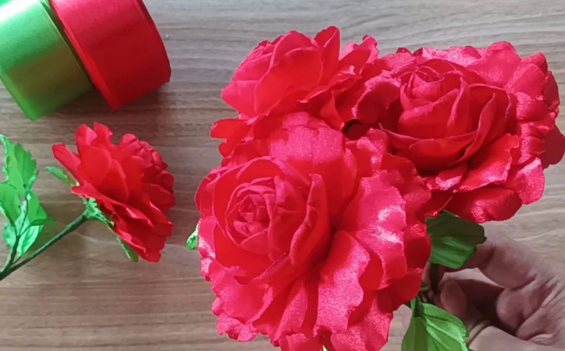 【kerajinan ibu ningsi】牡丹花丝带花制作教程 cara membuat bunga