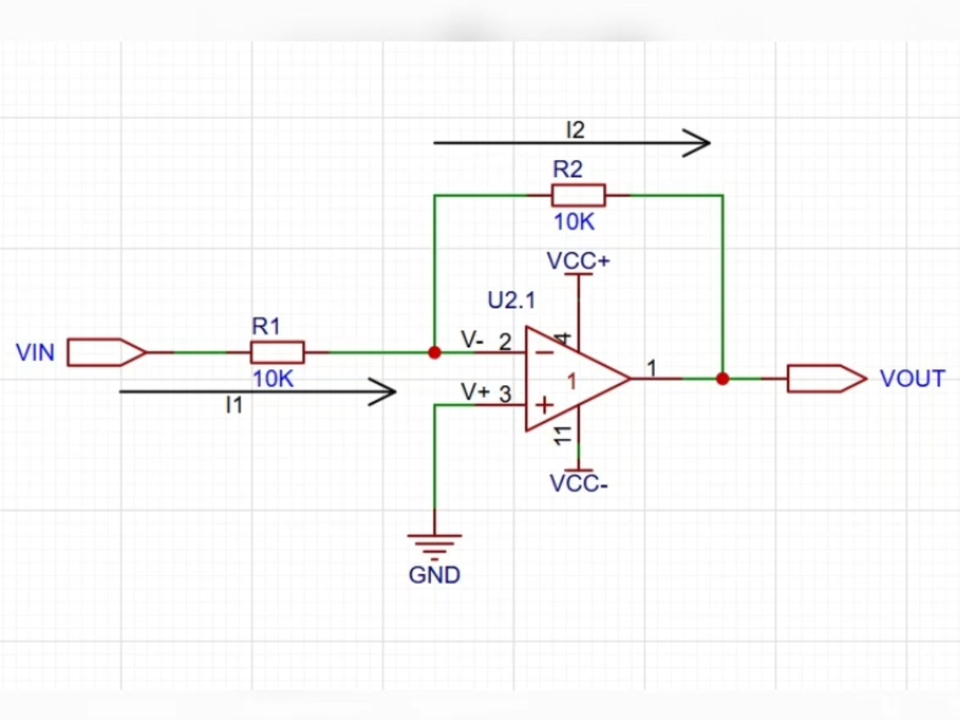 今天终于明白了,反向放大电路
