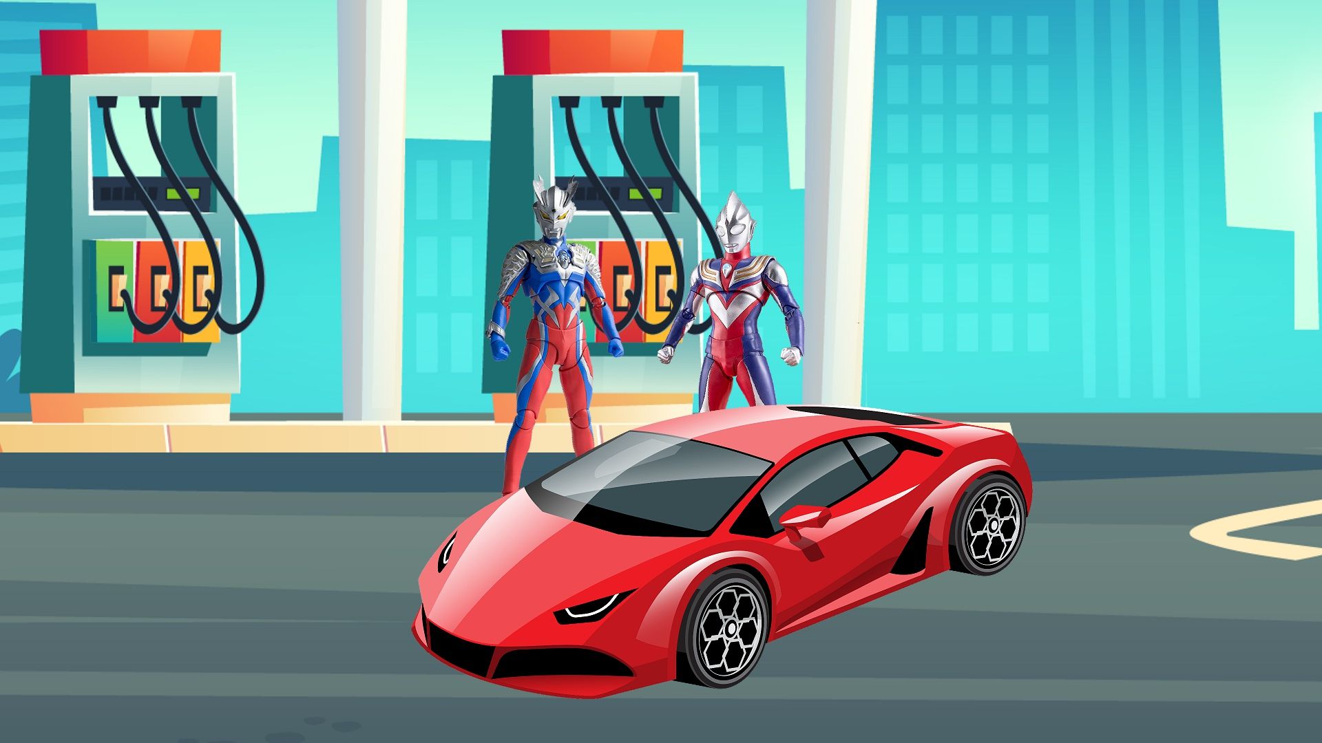 【奥特曼小故事】奥特曼给汽车加油