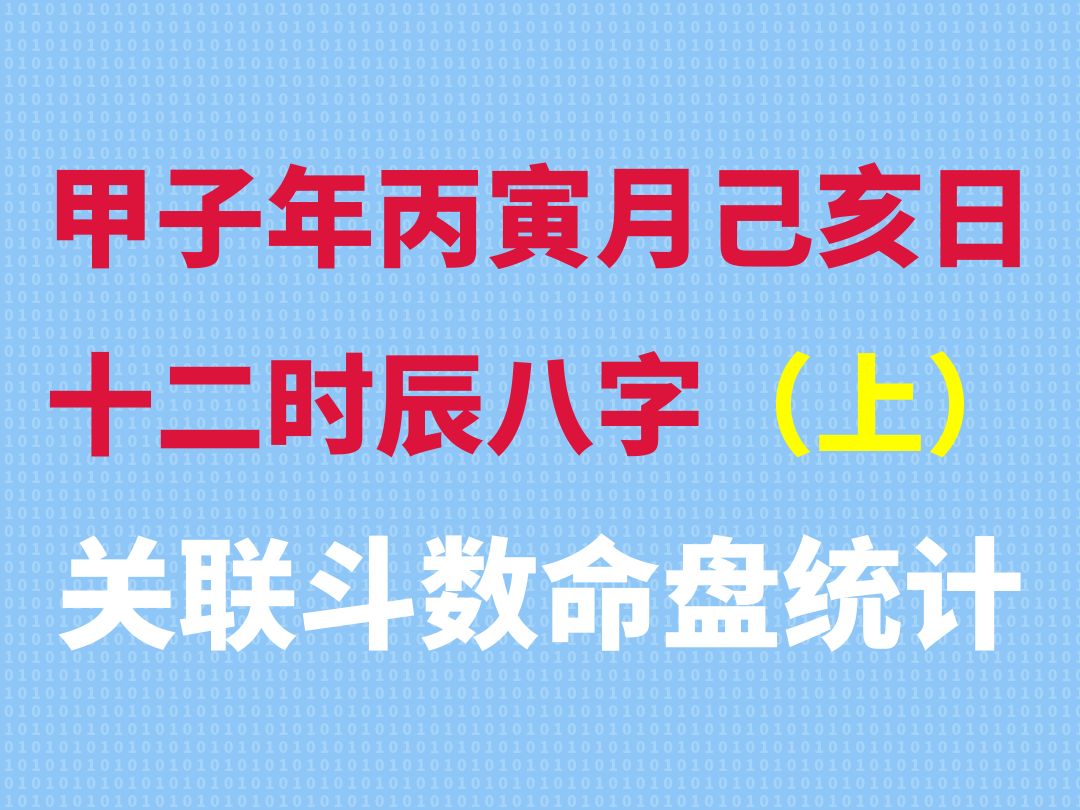 甲子年丙寅月己亥日十二时辰八字关联斗数命盘统计(上集)哔哩哔哩bilibili