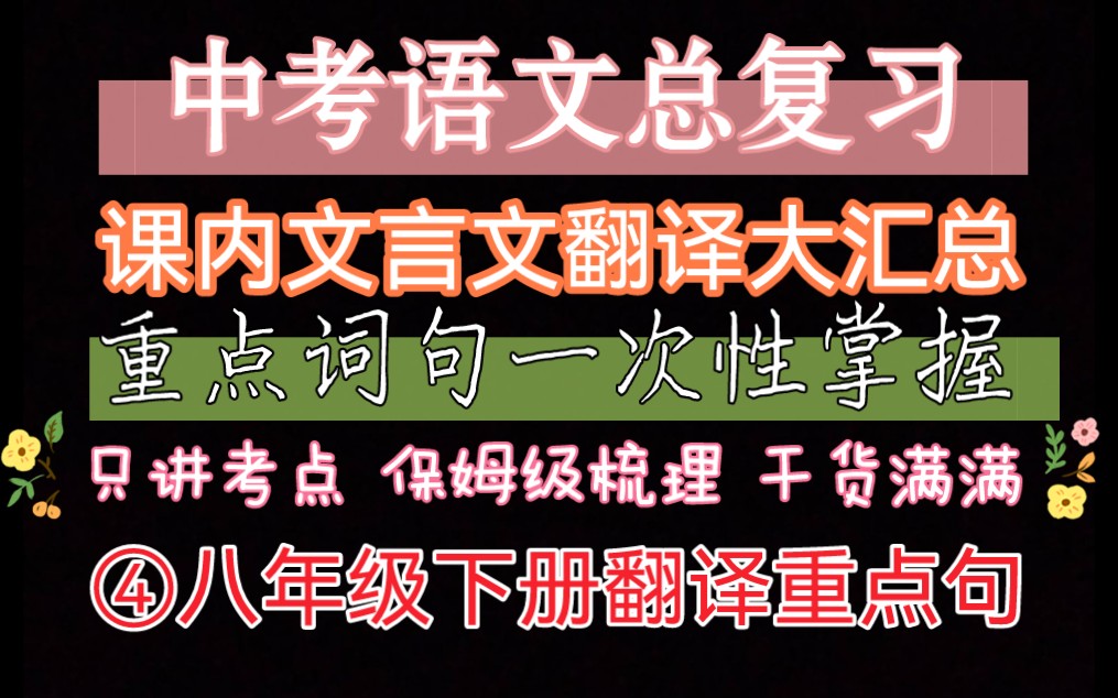 中考语文总复习 课内文言文翻译全面汇总 重点词句详细梳理【八年级下册】哔哩哔哩bilibili