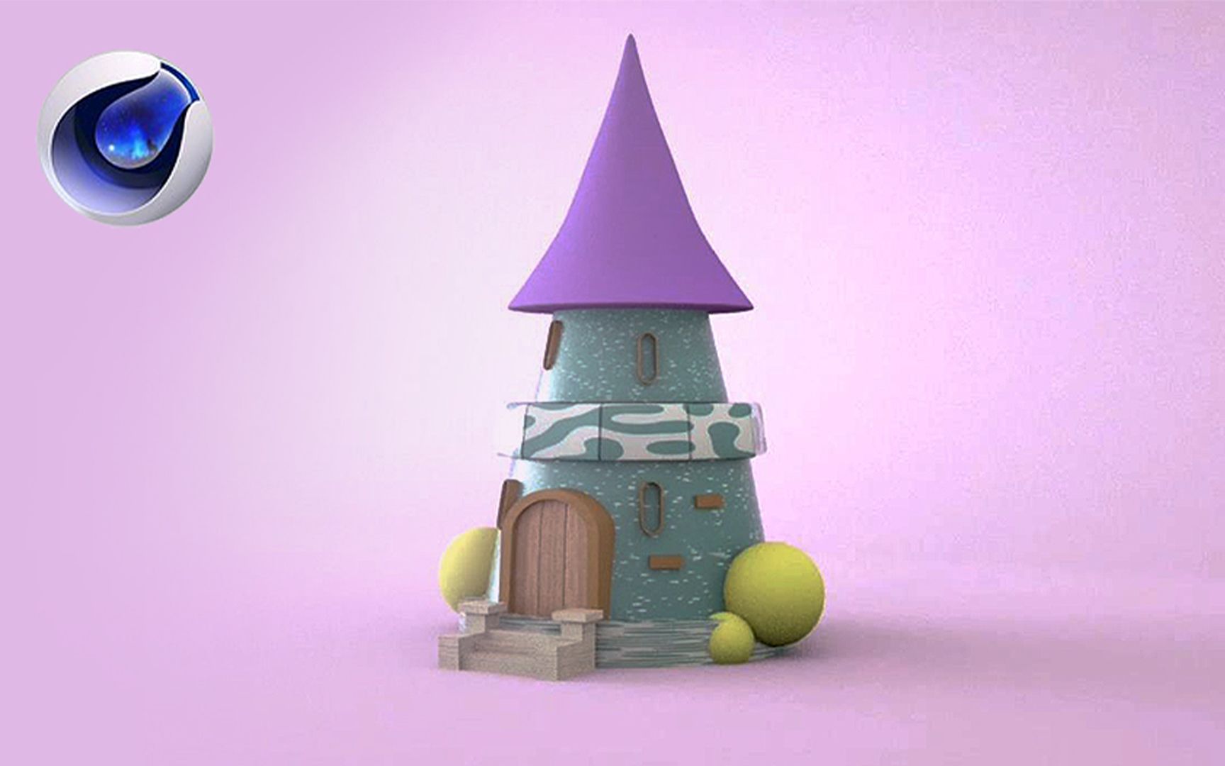 【c4d】一个温馨浪漫的卡通mini小房子