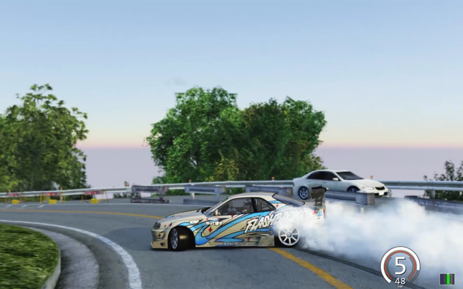 神力科莎r34秋名山漂移尾追视角