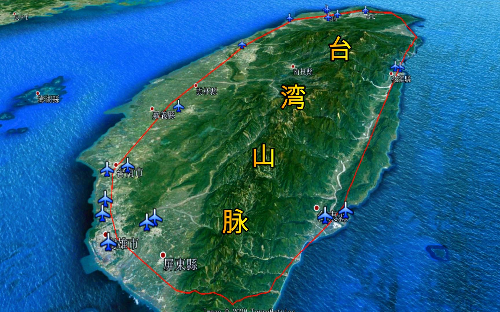 我国台湾省机场分布图,机场数量是海南岛的三倍,你知道多少个?