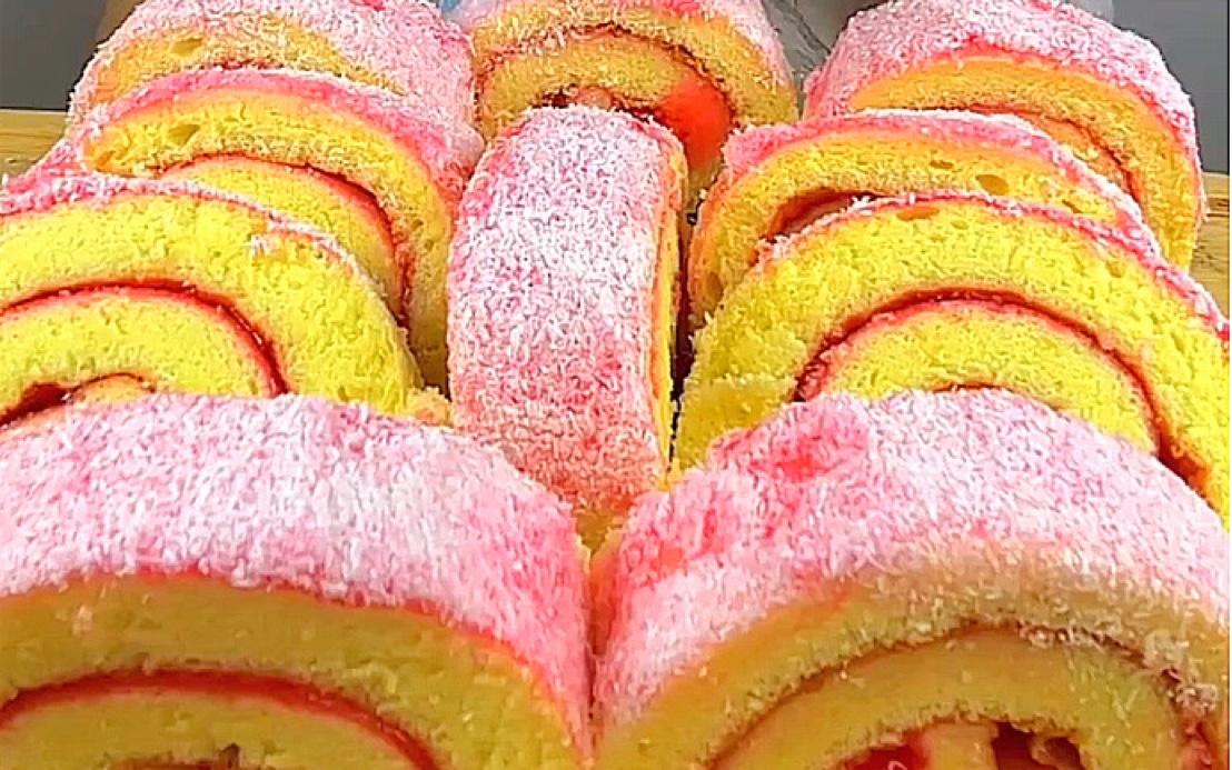 【大白】老式草莓果酱椰蓉卷|老式蛋糕的魅力|甜品|嘴馋减肥嘴替